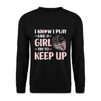 Lacrosse players | Lacrosse Sport Team Gifts - Unisex Sweatshirt - black - Front - Alina (178cm) & Michal (187cm)