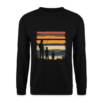 Father and 2 sons fishing fishing vintage - Unisex Sweatshirt - black - Front - Alina (178cm) & Michal (187cm)