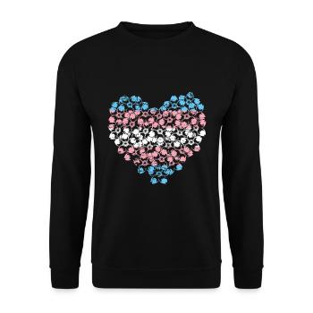 Trans Pride Herz LGBT Transgender - Unisex Pullover - Schwarz - Vorne - Alina (178cm) & Michal (187cm)