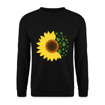 Hippie Sonnenschein Weed Sonnenblume - Unisex Pullover - Schwarz - Vorne - Alina (178cm) & Michal (187cm)