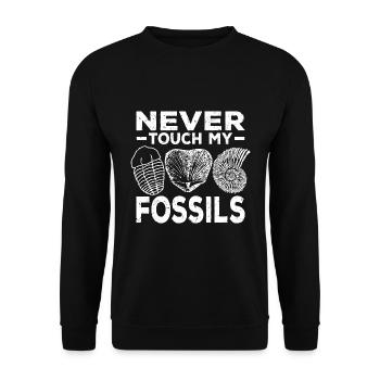 Fossils Collect Gifts | Fossil Collector Dinos - Unisex Sweatshirt - black - Front - Alina (178cm) & Michal (187cm)