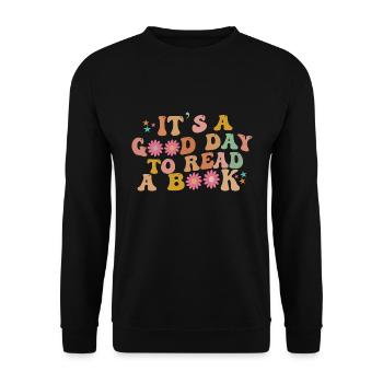 It's A Good Day To Read A Book - Unisex Pullover - Schwarz - Vorne - Alina (178cm) & Michal (187cm)