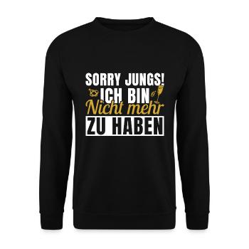 Junggesellinnenabschied Braut - Unisex Pullover - Schwarz - Vorne - Alina (178cm) & Michal (187cm)
