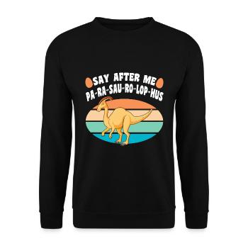 Dinosaur Gift Idea | Dino Dinos T-Rex Funny - Unisex Sweatshirt - black - Front - Alina (178cm) & Michal (187cm)