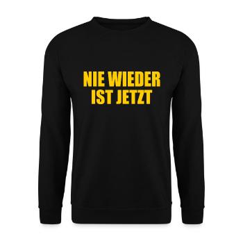 Nie wieder ist jetzt - Unisex Pullover - Schwarz - Vorne - Alina (178cm) & Michal (187cm)