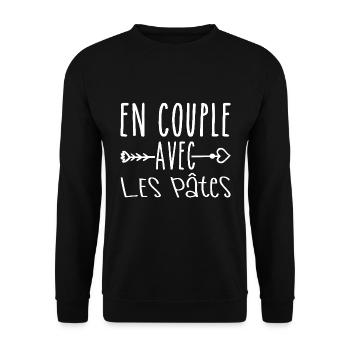 Zu zweit mit Pasta, Pasta Fans Geschenk - Unisex Pullover - Schwarz - Vorne - Alina (178cm) & Michal (187cm)