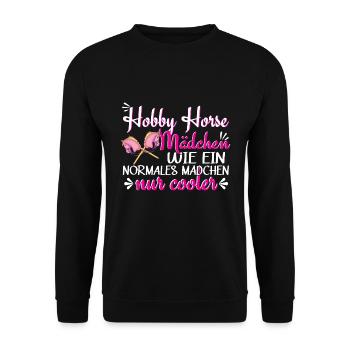 Hobby Horsing Reiterin Reitsport - Unisex Pullover - Schwarz - Vorne - Alina (178cm) & Michal (187cm)