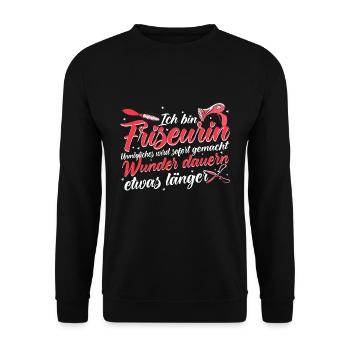 Friseurin Hairstylistin Friseursalon - Unisex Pullover - Schwarz - Vorne - Alina (178cm) & Michal (187cm)