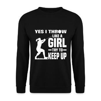 Hammer throwing gifts | Sport Hammer Thrower Hobby - Unisex Sweatshirt - black - Front - Alina (178cm) & Michal (187cm)