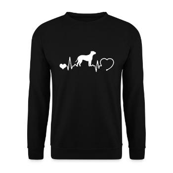 Bullmastiff mit Herzschlag - Unisex Pullover - Schwarz - Vorne - Alina (178cm) & Michal (187cm)