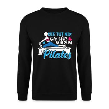 Pilates Sport Die tut nix - Unisex Pullover - Schwarz - Vorne - Alina (178cm) & Michal (187cm)