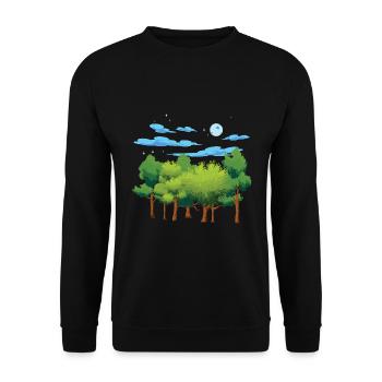 Nature Lover Forest Trees Gift Full Moon Moon - Sweat-shirt Unisexe - noir - Devant - Alina (178cm) & Michal (187cm)