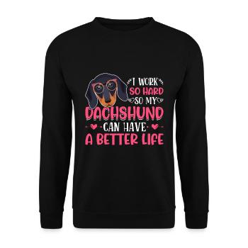 Travaillez si dur pour mon amoureux du propriétaire de chien amusant de teckel - Sweat-shirt Unisexe - noir - Devant - Alina (178cm) & Michal (187cm)