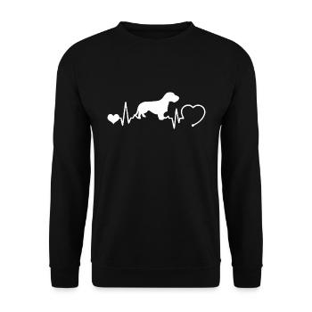 Rauhaardackel mit Herzschlag - Unisex Pullover - Schwarz - Vorne - Alina (178cm) & Michal (187cm)