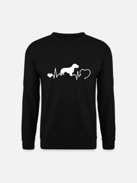 Rauhaardackel mit Herzschlag - Unisex Pullover - Schwarz
