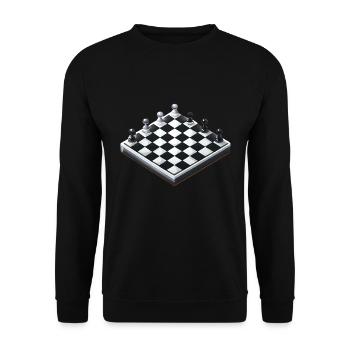 Schachbrett Schach - Unisex Pullover - Schwarz - Vorne - Alina (178cm) & Michal (187cm)