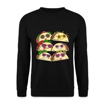 Fast Food Sonnenbrille Geschenk Lustiges Taco - Unisex Pullover - Schwarz - Vorne - Alina (178cm) & Michal (187cm)