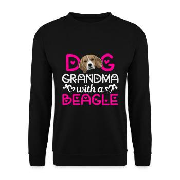 Hund Oma Mit Beagle Lustige Hundehalter Liebhaber - Unisex Pullover - Schwarz - Vorne - Alina (178cm) & Michal (187cm)