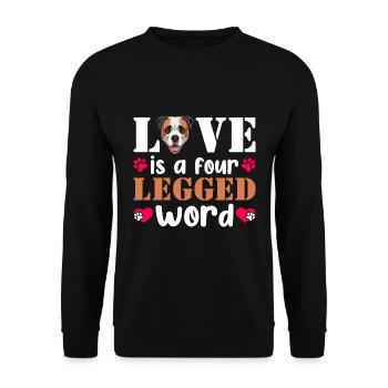 Amerikanische Bulldogge Liebe Vierbeiniges Wort - Unisex Pullover - Schwarz - Vorne - Alina (178cm) & Michal (187cm)