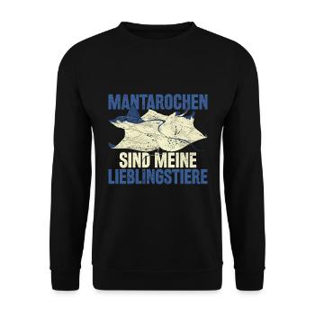 Mantarochen sind meine Lieblingstiere Mantarochen - Unisex Pullover - Schwarz - Vorne - Alina (178cm) & Michal (187cm)