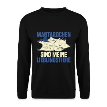 Lieblingstier Ozean Tier Geschenk Mantarochen - Unisex Pullover - Schwarz - Vorne - Alina (178cm) & Michal (187cm)