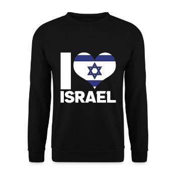Israeli Flag Heart Love Gift Israel - Unisex Sweatshirt - black - Front - Alina (178cm) & Michal (187cm)