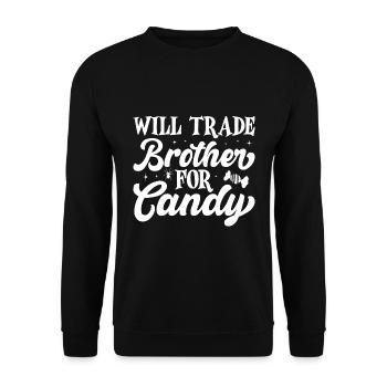 Will Trade Brother For Candy Halloween - Unisex Pullover - Schwarz - Vorne - Alina (178cm) & Michal (187cm)