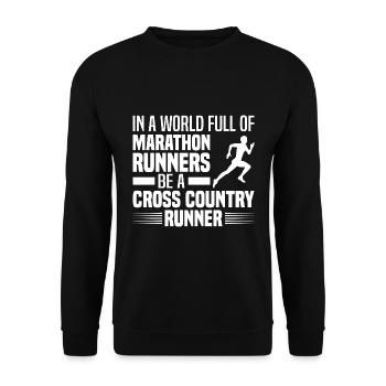 Crosslauf | Cross Country Läufer Berglauf Geschenk - Unisex Pullover - Schwarz - Vorne - Alina (178cm) & Michal (187cm)