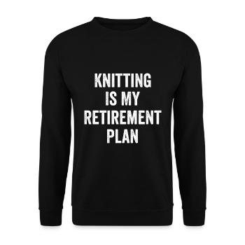Stricken ist mein Altersvorsorge-Vintage - Unisex Pullover - Schwarz - Vorne - Alina (178cm) & Michal (187cm)