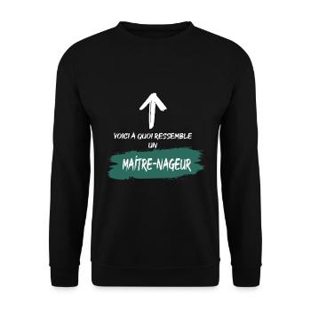 So sieht ein Rettungsschwimmer aus - Unisex Pullover - Schwarz - Vorne - Alina (178cm) & Michal (187cm)