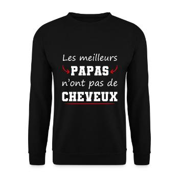 cadeau drôle chauve papa meilleur père - Sweat-shirt Unisexe - noir - Devant - Alina (178cm) & Michal (187cm)