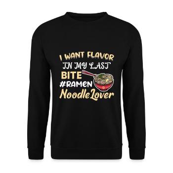 Ich will Geschmack in meinem letzten Bissen - - Unisex Pullover - Schwarz - Vorne - Alina (178cm) & Michal (187cm)