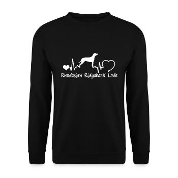 Rhodesian Ridgeback mit Herzschlag - Unisex Pullover - Schwarz - Vorne - Alina (178cm) & Michal (187cm)