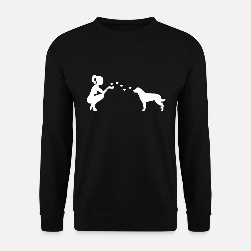 Rottweiler mit Frau - Unisex Pullover - Schwarz