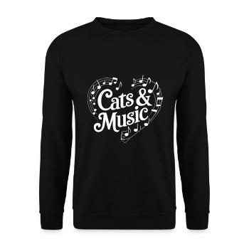 Katzen und Musik Musiknoten und Notenlinien - Unisex Pullover - Schwarz - Vorne - Alina (178cm) & Michal (187cm)
