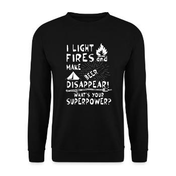 Make beer disappear! What's your superpower? - Sweat-shirt Unisexe - noir - Devant - Alina (178cm) & Michal (187cm)