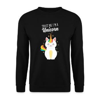 Trust Me I'm A Unicorn - Magical Cat - Unisex Sweatshirt - black - Front - Alina (178cm) & Michal (187cm)