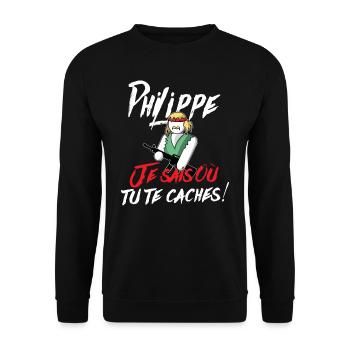 Philippe Où Tu Te Caches - Sweat-shirt Unisexe - noir - Devant - Alina (178cm) & Michal (187cm)