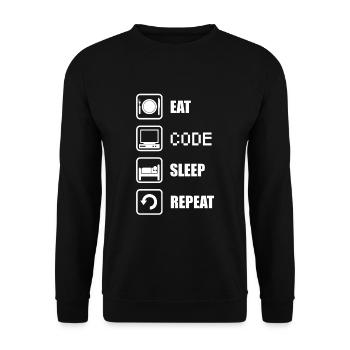 Eat, code, sleep, repeat shirt for programmer - Unisex Pullover - Schwarz - Vorne - Alina (178cm) & Michal (187cm)