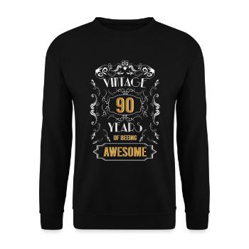 Vintage, 90 Jahre awesome, 90. Geburtstag - Unisex Pullover - Schwarz - Vorne - Alina (178cm) & Michal (187cm)