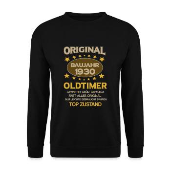 Geburtstag, Original Old Timer,Baujahr 1930 - Unisex Pullover - Schwarz - Vorne - Alina (178cm) & Michal (187cm)