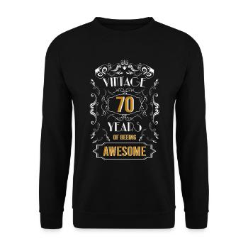 Vintage, 70 Jahre awesome, 70. Geburtstag - Unisex Pullover - Schwarz - Vorne - Alina (178cm) & Michal (187cm)