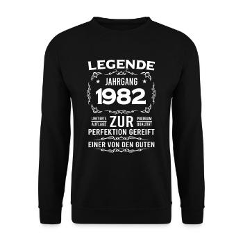 Legende, Jahrgang 1982, zur Perfektion gereift - Unisex Pullover - Schwarz - Vorne - Alina (178cm) & Michal (187cm)