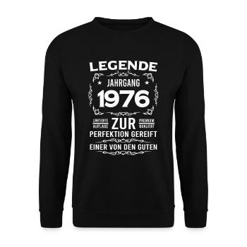 Legende, Jahrgang 1976, zur Perfektion gereift - Unisex Pullover - Schwarz - Vorne - Alina (178cm) & Michal (187cm)