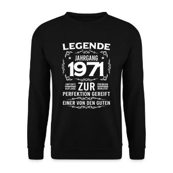 Legende, Jahrgang 1971, zur Perfektion gereift - Unisex Pullover - Schwarz - Vorne - Alina (178cm) & Michal (187cm)