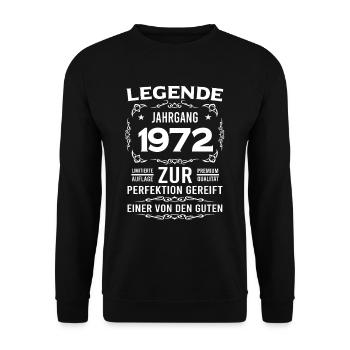 Legende, Jahrgang 1972, zur Perfektion gereift - Unisex Pullover - Schwarz - Vorne - Alina (178cm) & Michal (187cm)