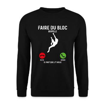Faire du bloc Idée cadeau murale d'escalade - Sweat-shirt Unisexe - noir - Devant - Alina (178cm) & Michal (187cm)