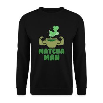 Matcha Man Funny Gift Feuilles de thé vert - Sweat-shirt Unisexe - noir - Devant - Alina (178cm) & Michal (187cm)