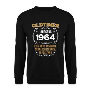 Geburtstag, Original Old Timer, Baujahr 1964 - Unisex Pullover - Schwarz - Vorne - Alina (178cm) & Michal (187cm)