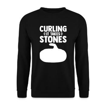 Curling it Takes Stones Curler Curling Stone - Unisex Sweatshirt - black - Front - Alina (178cm) & Michal (187cm)